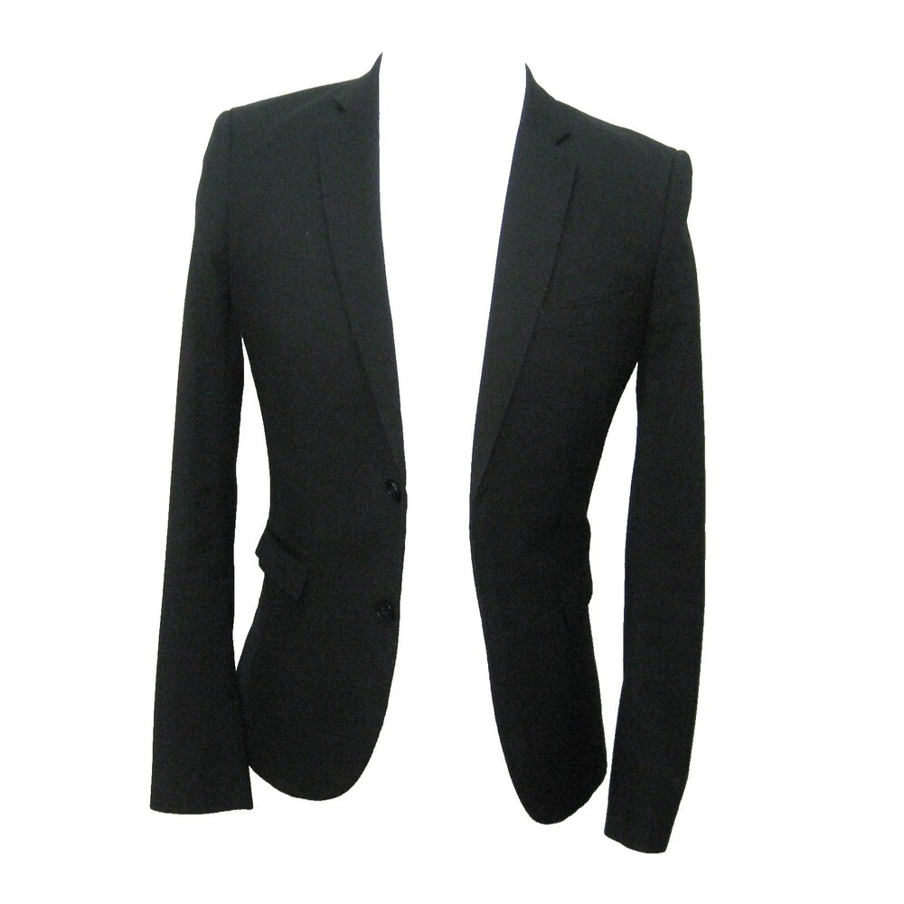 OODJI Sport Coat Mens Size 36 Solid Black 2 Button Blazer Suit Jacket 5 Pockets